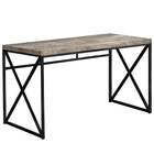 Monarch Specialties 7452 48" Computer Desk - Taupe Reclaimed Wood/Black Metal-Contemporary writing and computer desk with plenty of space for a desktop or laptop in a reclaimed, wood-look taupe beige laminate, finished on all sides.
