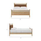 Modway Leni Queen Size Vegan Leather and Wood Platform Bed Frame - Light Oak Canyon-Solid Rubberwood Headboard & Footboard