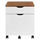 Modway Envision Wood File Cabinet - Walnut White-Mid-Century Office Filing Cabinet