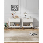 Manhattan Comfort DUMBO 20.07" Modern 1-Drawer Nightstand 2-Piece Set - White-Includes 1 Full Extension Drawer with Top Drawer Designed in Vertical Textured Ribbed Lines