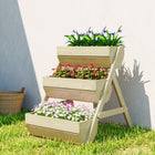 Outsunny 3-Tier Wood Planter Boxes - 29.5" L x 26" W x 29.9" H - Light Green-Drainage holes on the bottom to prevent water build-up 