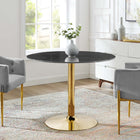 Modway Verne 40" Artificial Marble Dining Table - Gold Black-Artificial Marble Tabletop