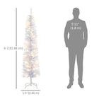 HOMCOM 6' Pre-Lit Pencil Artificial Christmas Tree with 395 Branches - Green-Pencil shape doesn't take up much floor or table space, suitable for small rooms or a second Christmas tree in the entryway 