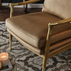 Modway Langford Performance Velvet Accent Armchair - Taupe Walnut-Charming Brass Accents