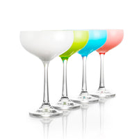 Table 12 4-Piece Mini Coupe Cocktail Glass Set - 5.8 oz - Assorted Colours-4pc Set includes:1 each light blue, light green, pink and white