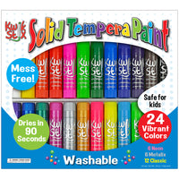 Kwik Stix Solid Tempera Paint Stick - Classic - Neon & Metallic Colours - 24 Pack-Uncap, twist and paint