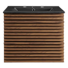 Modway Render 24" Wall-Mount Bathroom Vanity - Walnut/Black-Ceramic Sink Basin