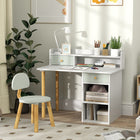 Qaba Kids Desk and Chair 2-Piece Set with Storage and Shelves - Green-Spacious storage with two drawers and shelves organizes supplies neatly 