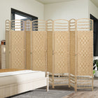 HOMCOM 8 Panel Wave Fiber Freestanding Room Divider for Home Office - Natural-The solid wood frame ensures durability
