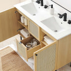 Modway Chaucer 48" Double Sink Bathroom Vanity - Oak/White-Rattan Weave Doors