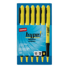 Staples Hype! Gripped Pen-Style Highlighters - Chisel Tip - Yellow - 12 Pack-Writes and highlights with the ease and precision of a pen