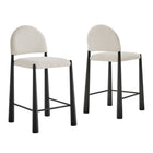 Modway Hayley Upholstered Fabric Counter Stools 2-Piece Set - Black/Cream-Set of Two Counter Stools