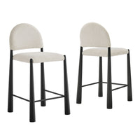 Modway Hayley Upholstered Fabric Counter Stools 2-Piece Set - Black/Cream-Set of Two Counter Stools
