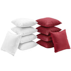 Modway Gather Outdoor Patio Pillow Set - White Red - Set of 10-Water & UV Resistant