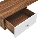 Modway Transmit 55" Wall Mount Corner Wood Office Desk - Walnut White-Assembly Required