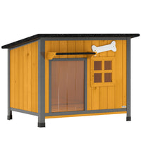 PawHut Pet House Kennel with Openable Weatherproof Roof-Features a steel and wood frame, making it chew-proof and weatherproof 