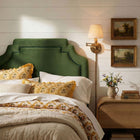 Modway Magnolia Stain-Resistant Performance Velvet Twin Size Headboard - Moss Green/Dark Green-Scalloped Silhouette