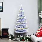 HOMCOM 5' Pre-Lit Artificial Christmas Tree with LED and Optical Fiber - White-Fiber optic and LED lights built right into the tree provides a dazzlingly display 