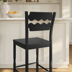 Modway Jax Oak Wood Bar Stool With Wavy Razor Back - Black-Armless Design