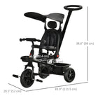 Qaba 4-in-1 Kids Tricycle and Push Bike - Black-The seat angle is adjustable and the seat is reversible 