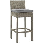 Modway Conduit Outdoor Patio Wicker Rattan Bar Stool - Light Gray Gray-Modern Outdoor Bar Stool