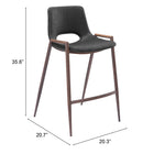 Zuo Desi Counter Stool - Black/Walnut - Set of 2-8