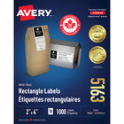 Avery White Rectangle Labels with TrueBlock, 2" x 4", for Laser/Inkjet Printer, 1000 Pack (5163)-2" x 4", White