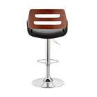 Armen Living Karter Adjustable Height Bar Stool in Black Faux Leather & Walnut Wood with Chrome Base-6
