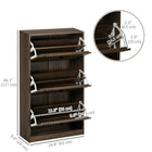 HOMCOM Shoe Storage Cabinet with 3 Flip Drawers for 18 Pairs - Dark Walnut-Melamine coating on the particleboard surface makes it easy to clean