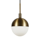 Hudson&Canal Orb 8" Wide Small Pendant with Glass Shade - Brass/White Milk-Rated for one 60W incandescent bulb - 9W LED bulb, 13W fluorescent (CFL) bulb, or 9W self-ballasted LED bulb, E26-base bulb, Bulb not included