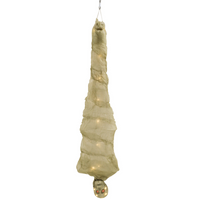 HOMCOM 6' Life Size Hanging Mummy with Sound Touch Activation - Yellow-Green-Hanging mummy decoration features a tattered yellow-green cocoon shroud with an exposed skull face 