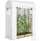 Outsunny Mini Greenhouse with Roll-up Door & Mesh Windows - 6' x 2' x 6.6' - White- Galvanized steel frame ensures stability
 