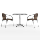 Flash Furniture 31.5'' Square Aluminum Indoor/Outdoor Table, 2 Rattan Chairs (TLH32SQ020CHR2)-Assembly required