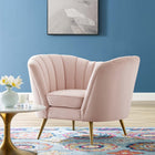 Modway Opportunity Performance Velvet Armchair - Pink-Vertical Channel Tufted