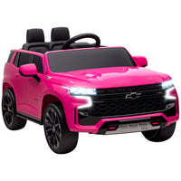 Aosom 12V Chevrolet Tahoe Kids Ride-On Car - Pink-2 motors for solid and straightforward driving on various terrains 