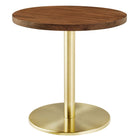 Modway Viva Round Acacia Wood Side Table - Brass Light Oak-Acacia Wood Tabletop
