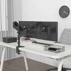 ShoppingAll Fully Adjustable Pneumatic Dual Gas Spring Monitor Desk Clamp Mount - Black-1 Year Limited Manufacturer Warranty