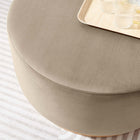 Modway Tilden Large 29" Round Performance Velvet Upholstered Ottoman - Taupe/Natural-Rubberwood Plinth Base