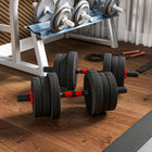 Soozier 44 lb 2-in-1 Adjustable Dumbbells Weight Set-Exercises and strengthens your upper and lower body 