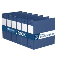 Davis Group Premium Economy Binder - Round Ring - 3" - Royal Blue - 6 Pack-3 Ring Binder