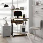 HOMCOM 31.5" Computer Desk - Rustic Brown-Bottom shelf is designed for CPU or large storage bins