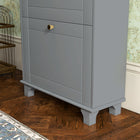 HOMCOM Narrow Shoe Cabinet with 2 Flip Drawers for Storage - Grey-Made from painted MDF and particleboard for durability