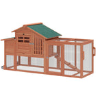 PawHut Chicken Coop with Run, Mobile Wooden Chicken House with Nesting Box-Equipped with wheels and a handle for easily moving around your lawn