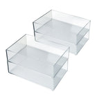 Azar Large Stackable Plastic Storage Bin - 2.5" x 8.62" x 6.5" - Clear - 4 Pack-Perfect for bulkier cosmetics, skincare, accessories, office supplies, and household essentials