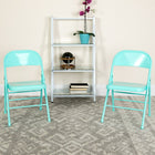 Flash Furniture HERCULES ColourBURST Series Tantalizing Teal Triple Braced & Double-Hinged Metal Folding Chair-Metal Folding Chair