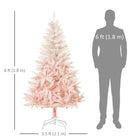 HOMCOM 6' Artificial Christmas Tree with Realistic Tips - Pink-Colour: White, Pink 