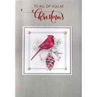 Rosedale Gold General Christmas Greeting Cards/Envelopes - 5-1/2" x 8" - To All - Cardinal and Pinecone - 6 Pack-Card shop quality greeting cards