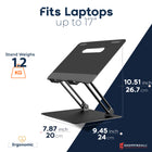 ShoppingAll Adjustable Laptop Stand - Black-Adjust the height and angle (up to 90 degree) to your ideal viewing level to alleviate stiffness in your back and neck and improve your posture
