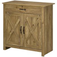 HOMCOM Farmhouse 31.5" L Sideboard Buffet Cabinet with Storage - Natural Wood-The surface of this sideboard delivers a rustic style