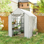 Outsunny Walk-in Greenhouse - 3 Tier - 12 Shelves - White- Roll-up zipped door and three mesh windows for easy access and ventilation
 